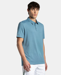 Recycled Microfiber Elastane Stretch Half Sleeve Polo T-Shirt with Breathable Mesh - Provincial Blue