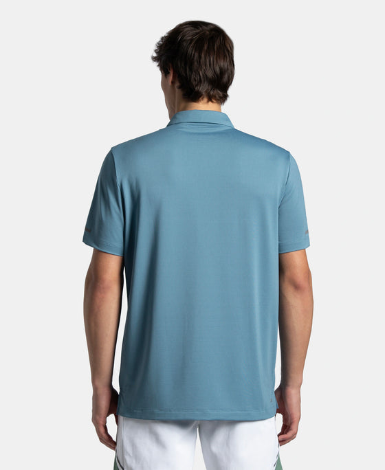 Recycled Microfiber Elastane Stretch Half Sleeve Polo T-Shirt with Breathable Mesh - Provincial Blue