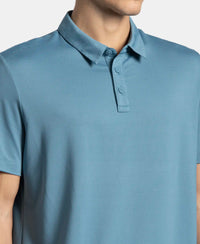 Recycled Microfiber Elastane Stretch Half Sleeve Polo T-Shirt with Breathable Mesh - Provincial Blue