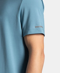 Recycled Microfiber Elastane Stretch Half Sleeve Polo T-Shirt with Breathable Mesh - Provincial Blue