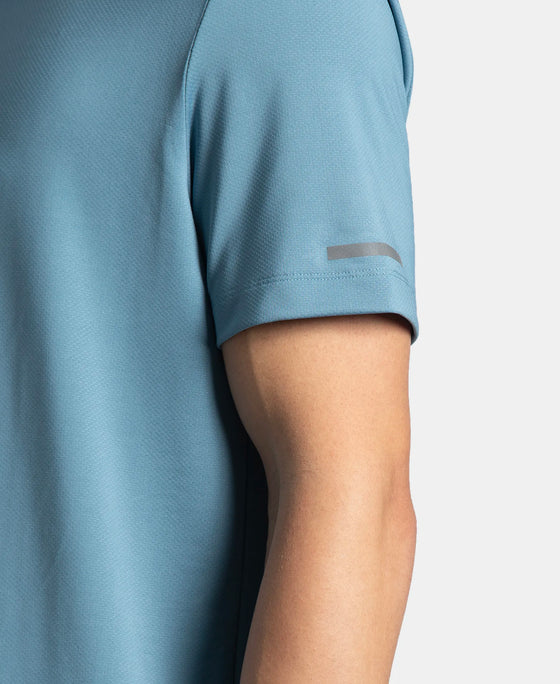 Recycled Microfiber Elastane Stretch Half Sleeve Polo T-Shirt with Breathable Mesh - Provincial Blue