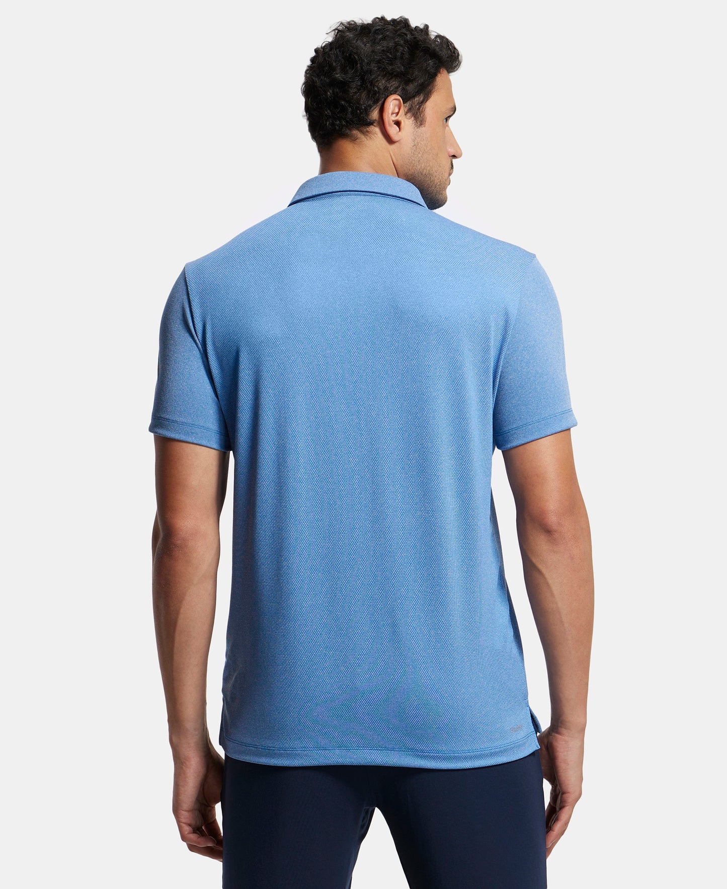 Recycled Microfiber Elastane Stretch Half Sleeve Polo T-Shirt with Breathable Mesh - Move Blue