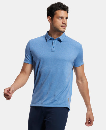 Recycled Microfiber Elastane Stretch Half Sleeve Polo T-Shirt with Breathable Mesh - Move Blue