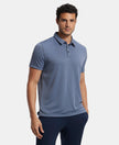 Recycled Microfiber Elastane Stretch Half Sleeve Polo T-Shirt with Breathable Mesh - Navy