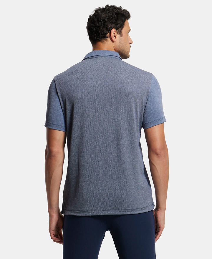 Recycled Microfiber Elastane Stretch Half Sleeve Polo T-Shirt with Breathable Mesh - Navy