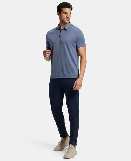 Recycled Microfiber Elastane Stretch Half Sleeve Polo T-Shirt with Breathable Mesh - Navy