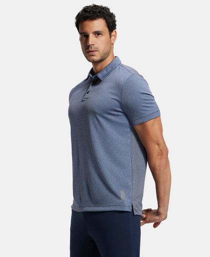 Recycled Microfiber Elastane Stretch Half Sleeve Polo T-Shirt with Breathable Mesh - Navy