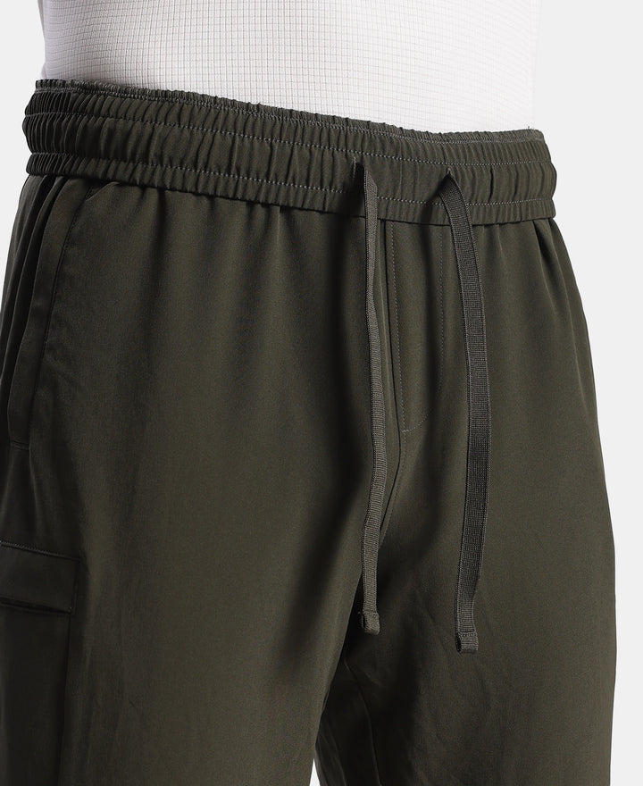 Recycled Microfiber Elastane Stretch Cargo Trackpant with StayFresh Treatment - Olive