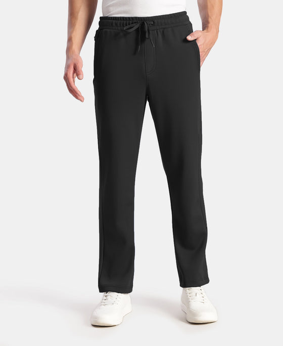 Microfiber Fabric Slimfit Trackpant with Zipper Pockets and StayFresh Treatment - Black