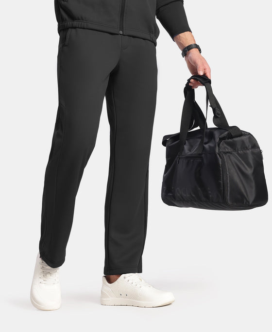 Microfiber Fabric Slimfit Trackpant with Zipper Pockets and StayFresh Treatment - Black