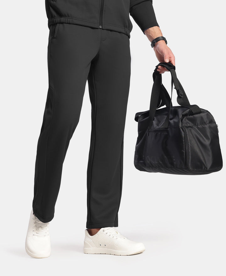 Microfiber Fabric Slimfit Trackpant with Zipper Pockets and StayFresh Treatment - Black