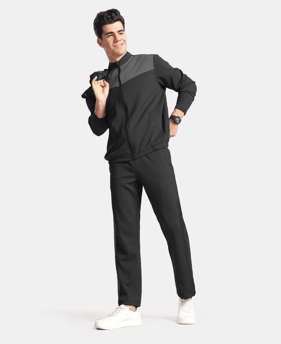 Microfiber Fabric Slimfit Trackpant with Zipper Pockets and StayFresh Treatment - Black