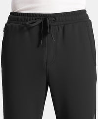 Microfiber Fabric Slimfit Trackpant with Zipper Pockets and StayFresh Treatment - Black