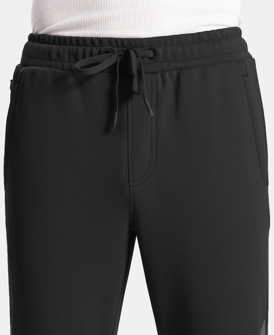 Microfiber Fabric Slimfit Trackpant with Zipper Pockets and StayFresh Treatment - Black