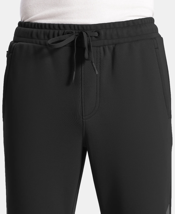 Microfiber Fabric Slimfit Trackpant with Zipper Pockets and StayFresh Treatment - Black