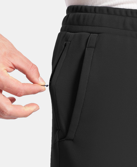 Microfiber Fabric Slimfit Trackpant with Zipper Pockets and StayFresh Treatment - Black