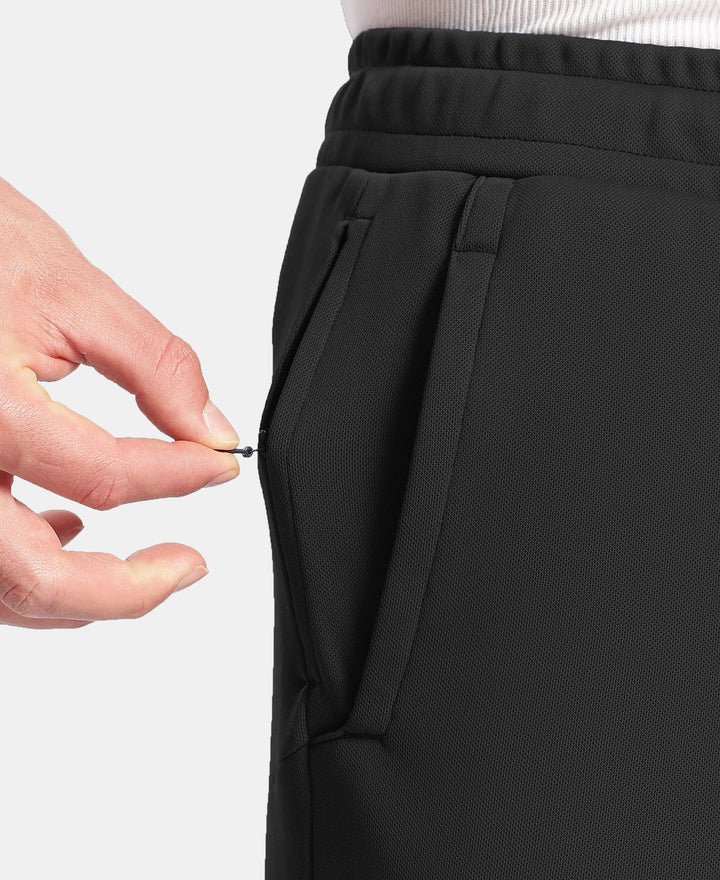 Microfiber Fabric Slimfit Trackpant with Zipper Pockets and StayFresh Treatment - Black