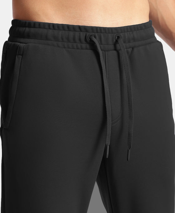 Microfiber Fabric Slimfit Trackpant with Zipper Pockets and StayFresh Treatment - Black