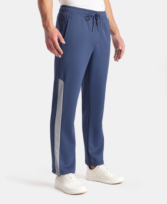 Microfiber Fabric Slimfit Trackpant with Zipper Pockets and StayFresh Treatment - Navy & Grey