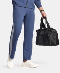 Microfiber Fabric Slimfit Trackpant with Zipper Pockets and StayFresh Treatment - Navy & Grey