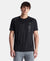 Lightweight Microfiber Round Neck Half Sleeve Printed T-Shirt with Breathable Mesh - Black