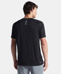 Lightweight Microfiber Round Neck Half Sleeve Printed T-Shirt with Breathable Mesh - Black