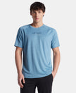 Lightweight Microfiber Round Neck Half Sleeve Printed T-Shirt with Breathable Mesh - Provincial Blue