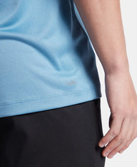 Lightweight Microfiber Round Neck Half Sleeve Printed T-Shirt with Breathable Mesh - Provincial Blue