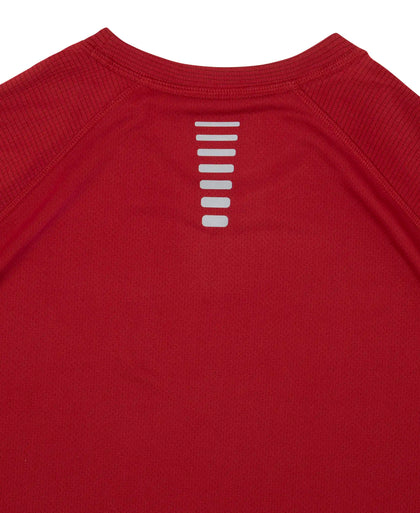Lightweight Microfiber Solid Round Neck Half Sleeve Printed T-Shirt with Breathable Mesh - Sundried Tomato
