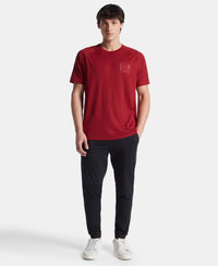 Lightweight Microfiber Round Neck Half Sleeve Printed T-Shirt with Breathable Mesh - Sundried Tomato