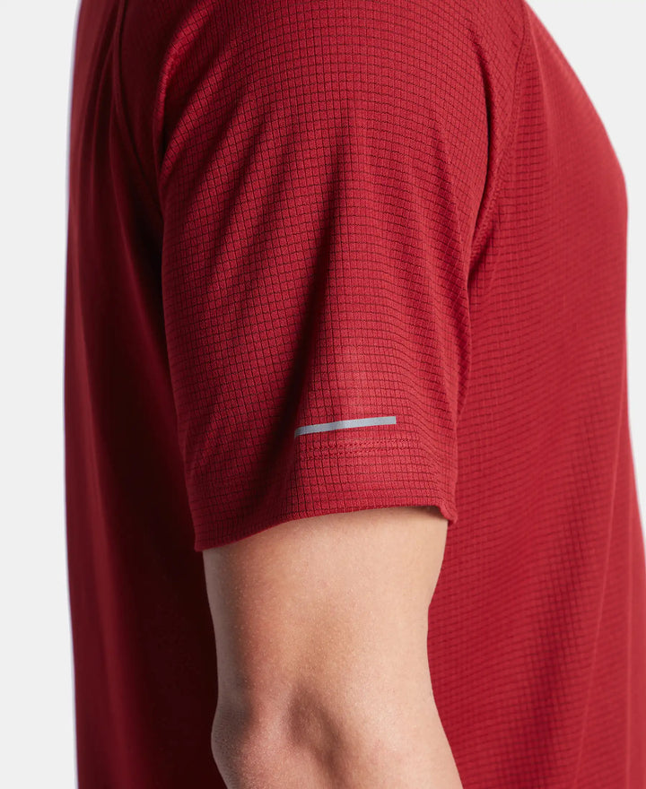 Lightweight Microfiber Round Neck Half Sleeve Printed T-Shirt with Breathable Mesh - Sundried Tomato