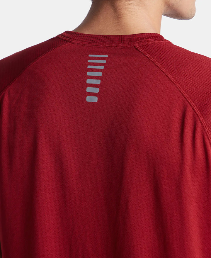 Lightweight Microfiber Round Neck Half Sleeve Printed T-Shirt with Breathable Mesh - Sundried Tomato