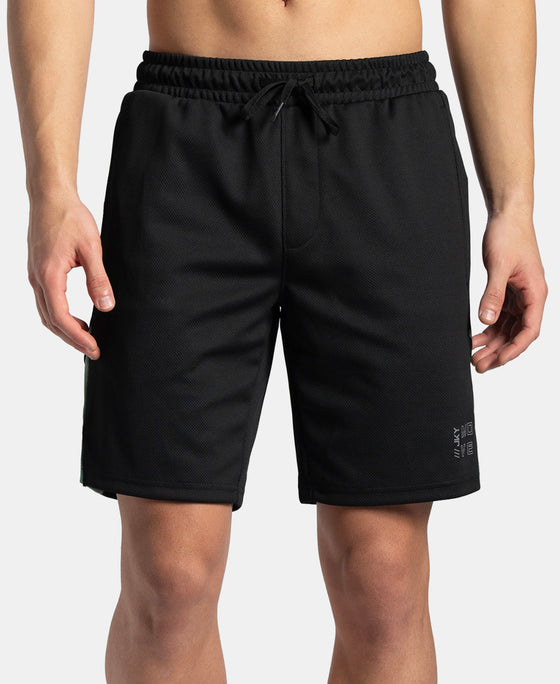 Recycled Microfiber Straight Fit Shorts with StayFresh Treatment - Black & Green
