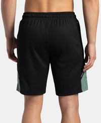 Recycled Microfiber Straight Fit Shorts with StayFresh Treatment - Black & Green