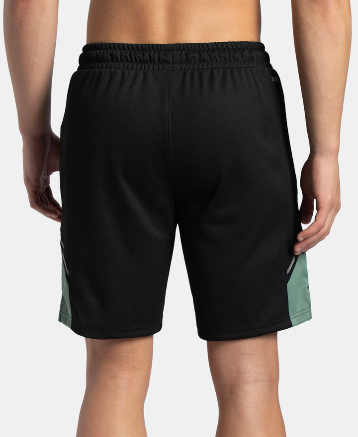 Recycled Microfiber Straight Fit Shorts with StayFresh Treatment - Black & Green