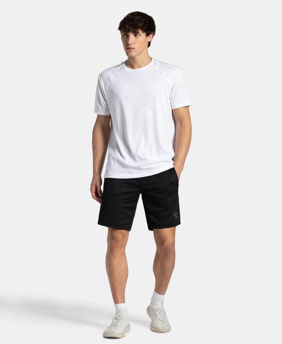 Recycled Microfiber Straight Fit Shorts with StayFresh Treatment - Black & Green