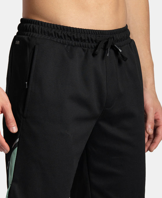 Recycled Microfiber Straight Fit Shorts with StayFresh Treatment - Black & Green