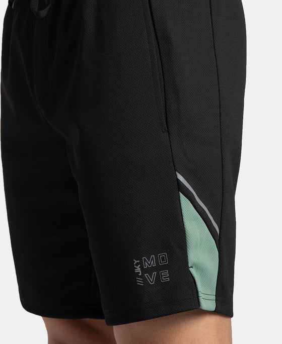 Recycled Microfiber Straight Fit Shorts with StayFresh Treatment - Black & Green