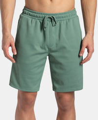 Recycled Microfiber Straight Fit Shorts with StayFresh Treatment - Green & White