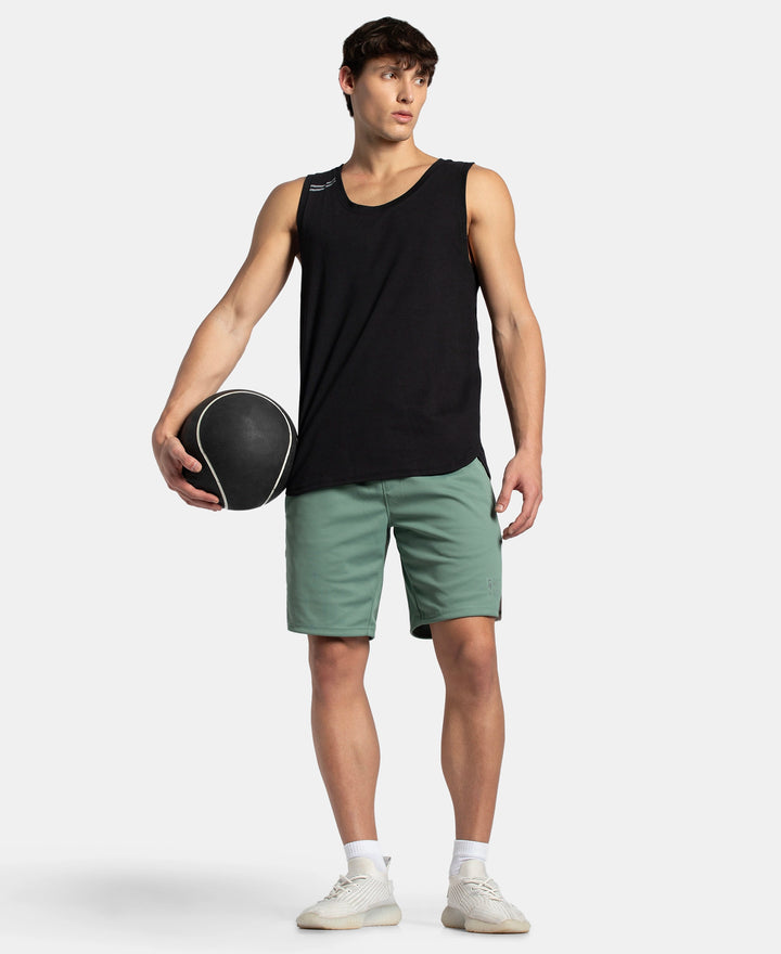 Recycled Microfiber Straight Fit Shorts with StayFresh Treatment - Green & White