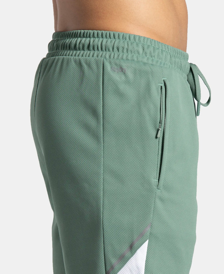 Recycled Microfiber Straight Fit Shorts with StayFresh Treatment - Green & White