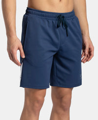 Recycled Microfiber Straight Fit Shorts with StayFresh Treatment - Navy & White