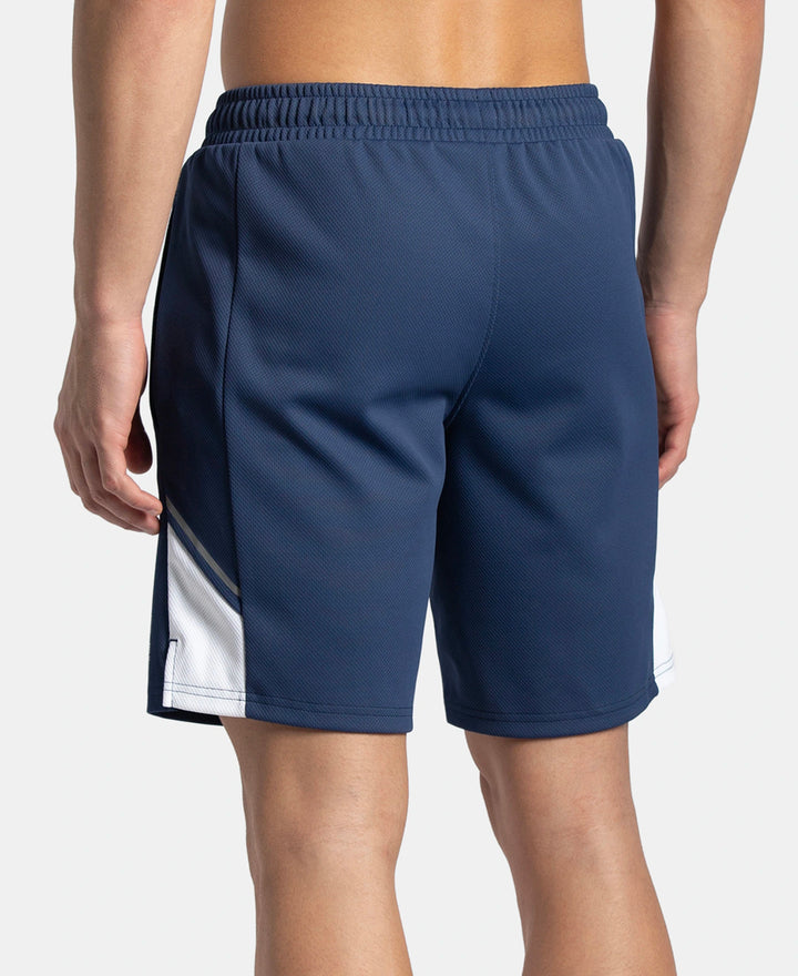 Recycled Microfiber Straight Fit Shorts with StayFresh Treatment - Navy & White