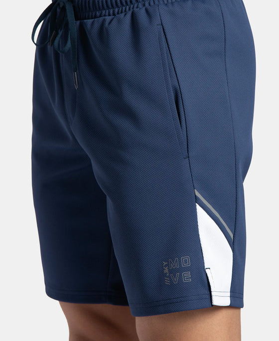 Recycled Microfiber Straight Fit Shorts with StayFresh Treatment - Navy & White