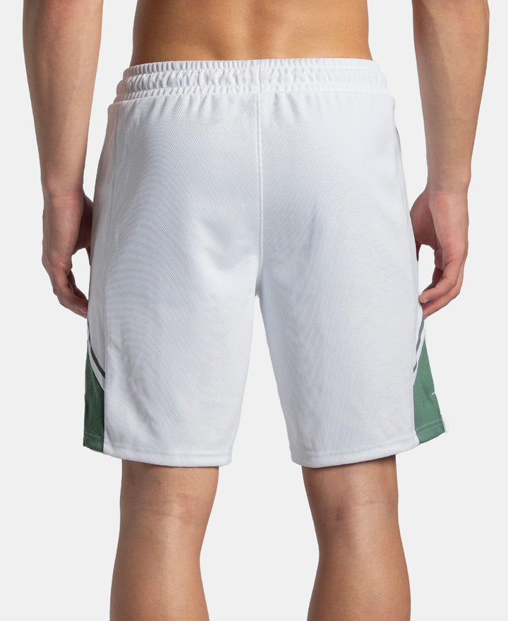 Recycled Microfiber Straight Fit Shorts with StayFresh Treatment - White & Green