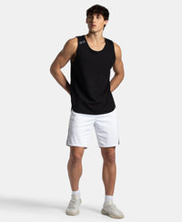 Recycled Microfiber Straight Fit Shorts with StayFresh Treatment - White & Green