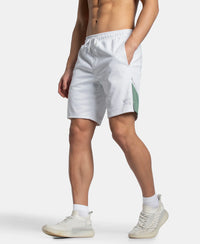 Recycled Microfiber Straight Fit Shorts with StayFresh Treatment - White & Green