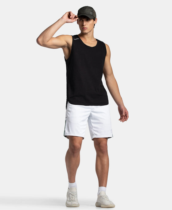 Recycled Microfiber Straight Fit Shorts with StayFresh Treatment - White & Green