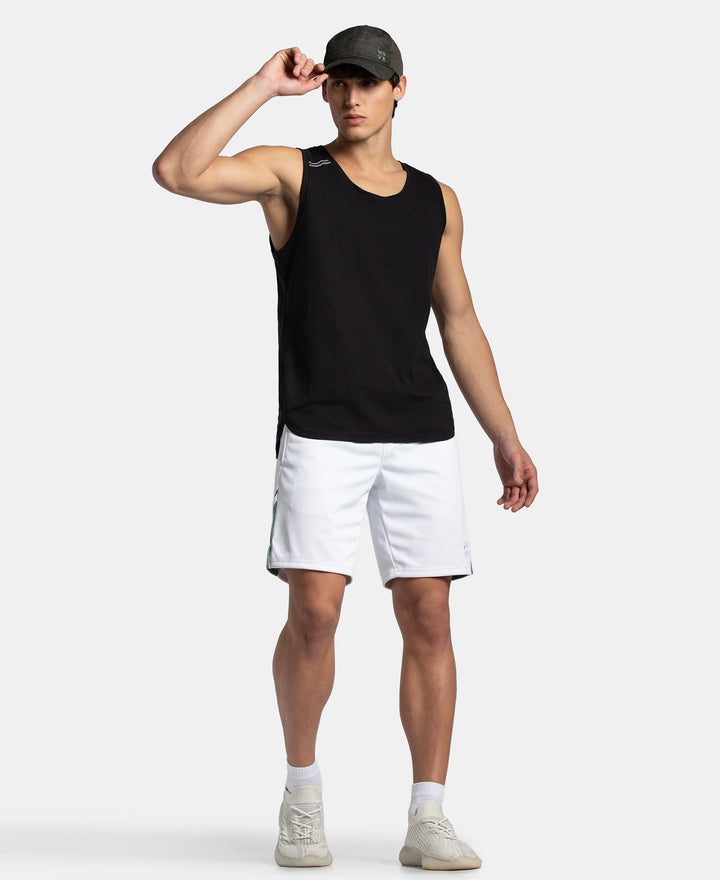 Recycled Microfiber Straight Fit Shorts with StayFresh Treatment - White & Green