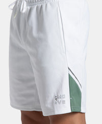 Recycled Microfiber Straight Fit Shorts with StayFresh Treatment - White & Green